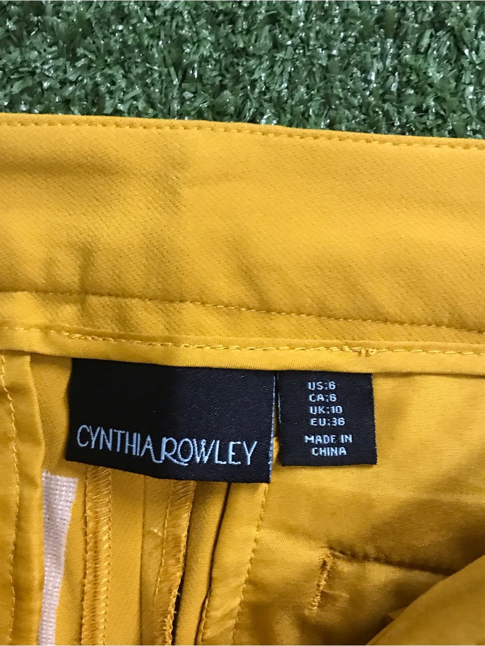 Cynthia Rowley Mustard Yellow Ruffle-Trim Skinny Pants - Picture 2 of 3